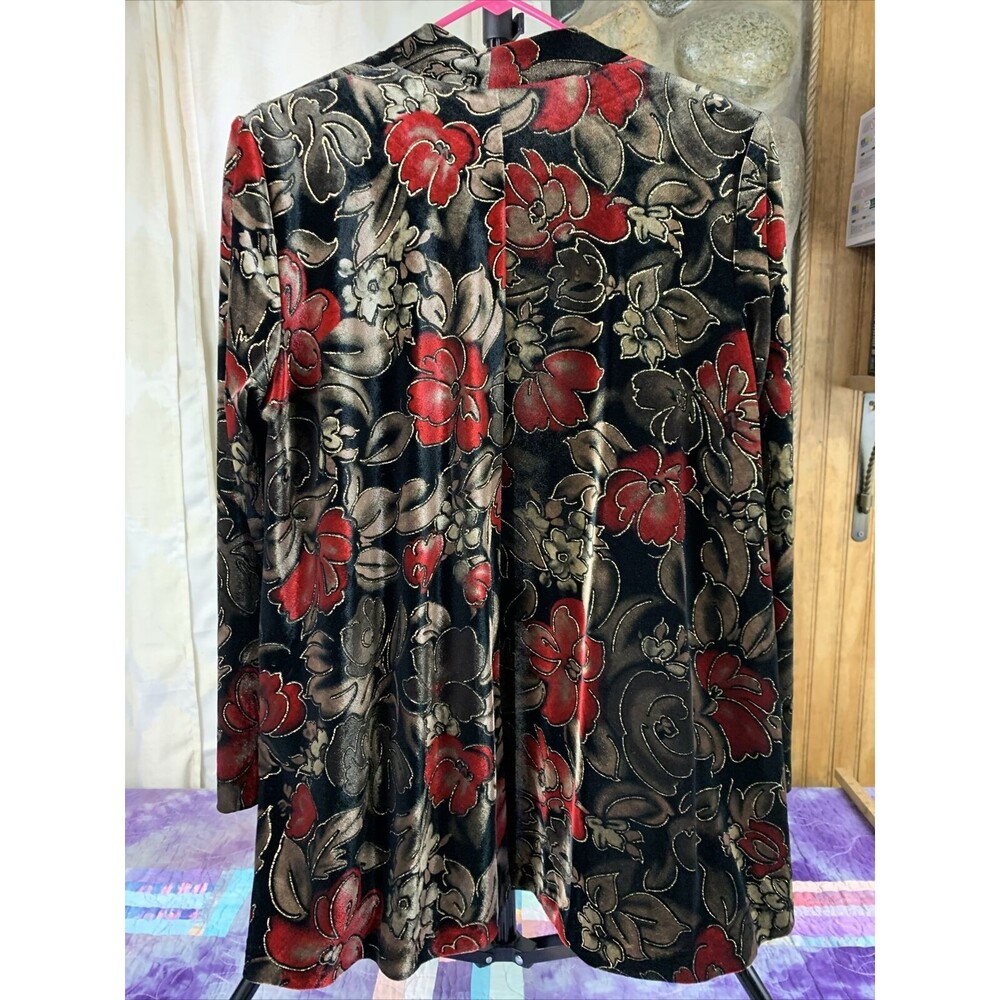 Willow Ridge Women's Small Red And Black Floral Poly Spandex Blend Blazer Jacket - Picture 5 of 8